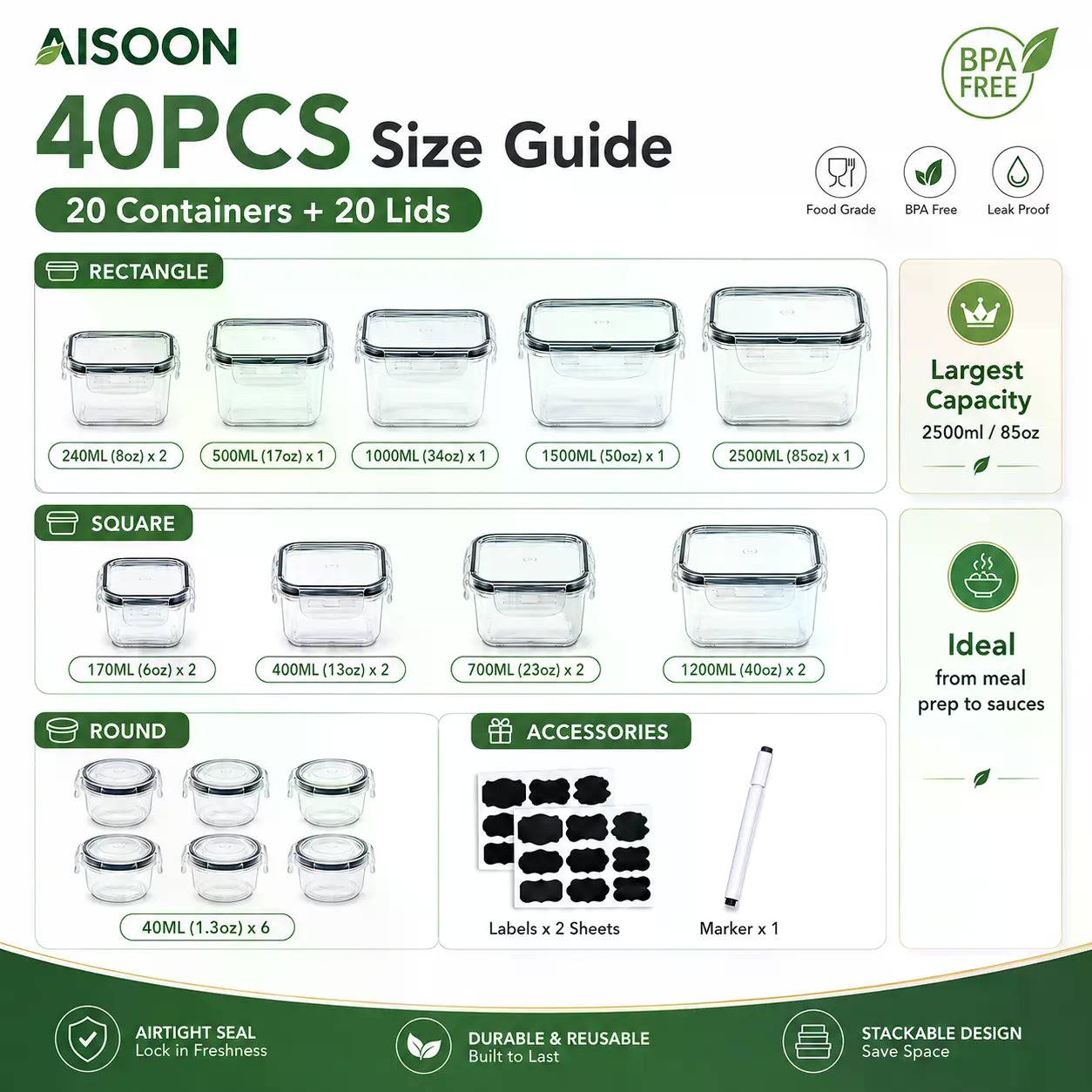 Set di 40 Contenitori per Alim - Meal Prep Bowl recensione e prezzo